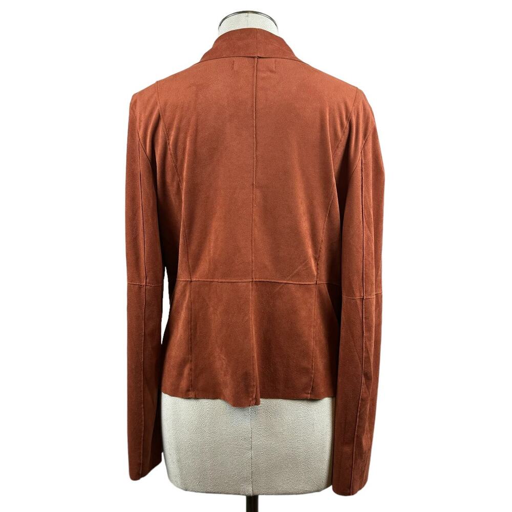 Bagatelle Women's Jacket Medium Rust Drape Open Front Zip‎ Pockets Faux Suede - Picture 4 of 9